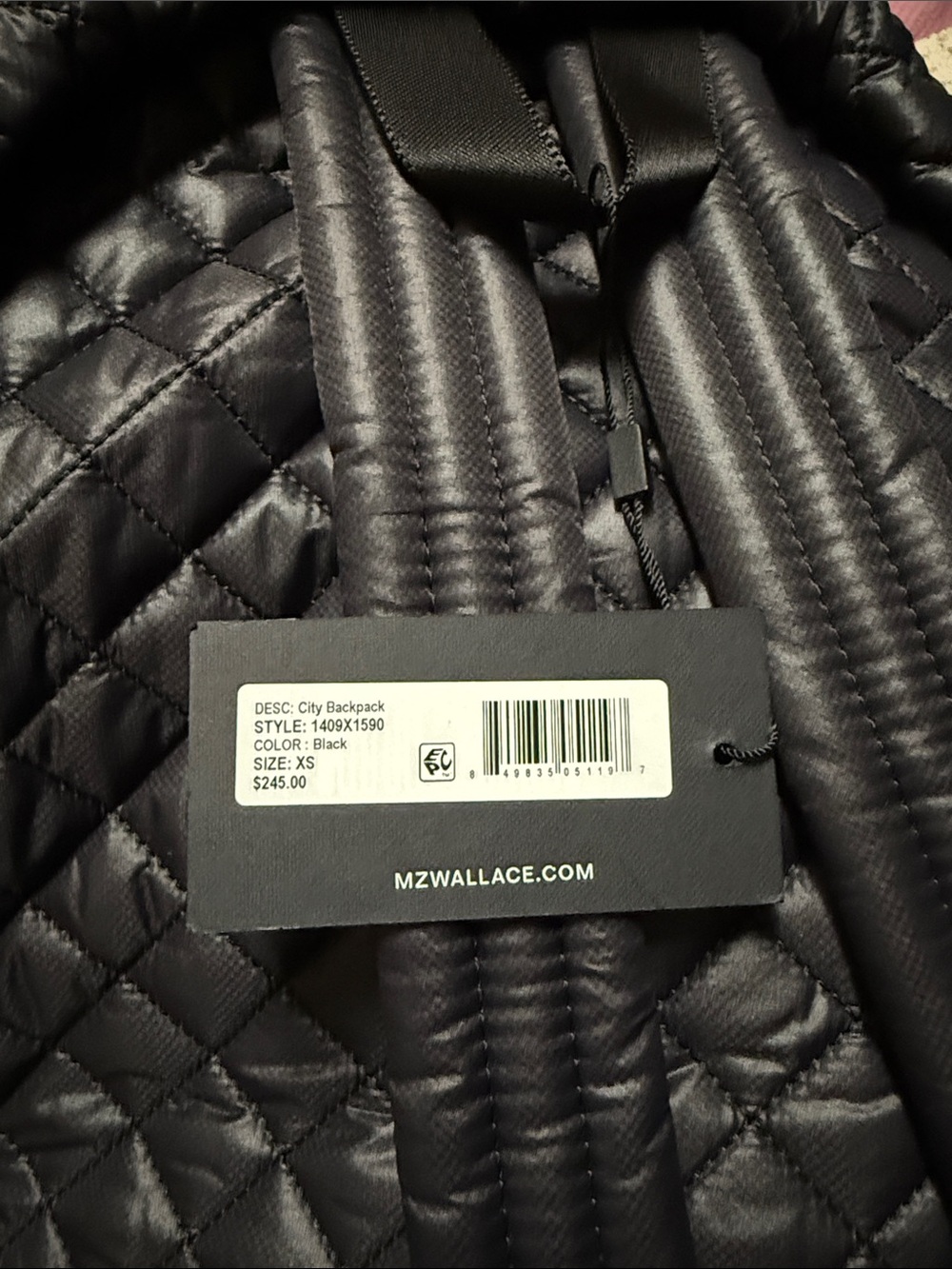 MZ Wallace Black Quilted Backpack with Red Trim - Picture 7 of 7